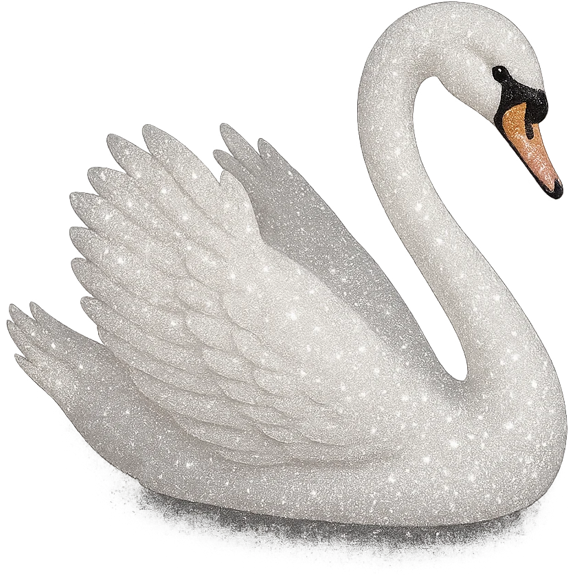 sparkly white swan emoji