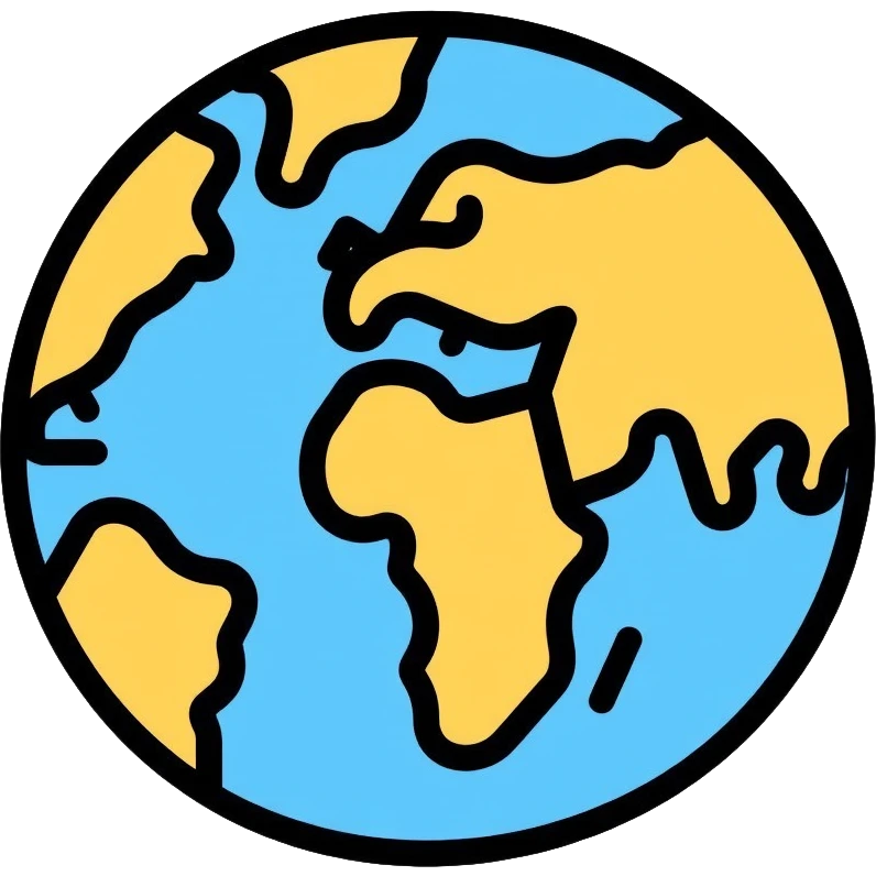 Detailed world globe showing continents emoji