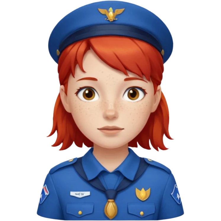 scout girl with blue scout uniform, red  haired emoji