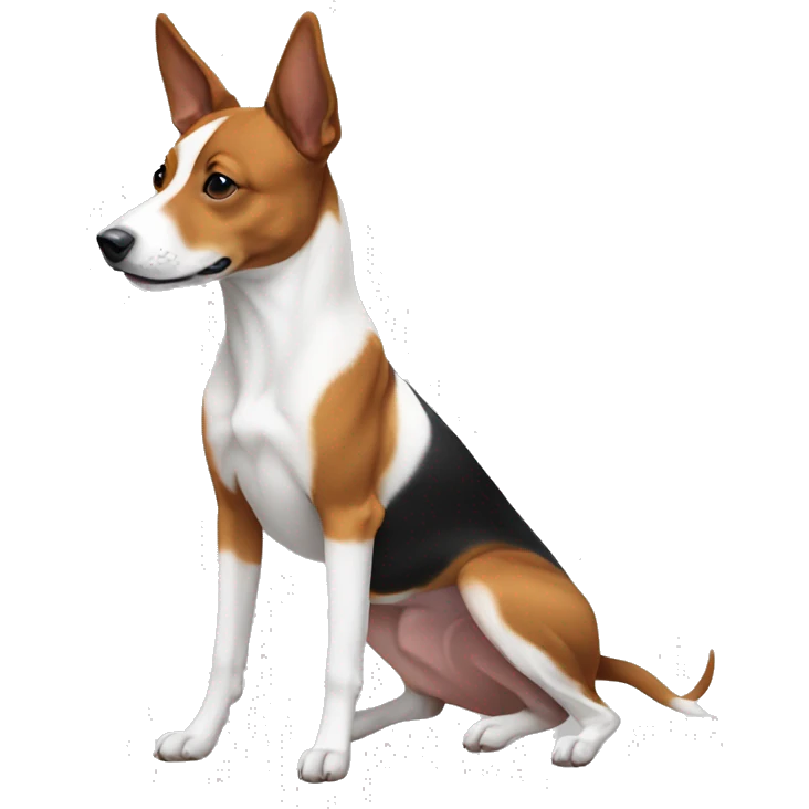 Tricolor Basenji full-length dog sideways emoji