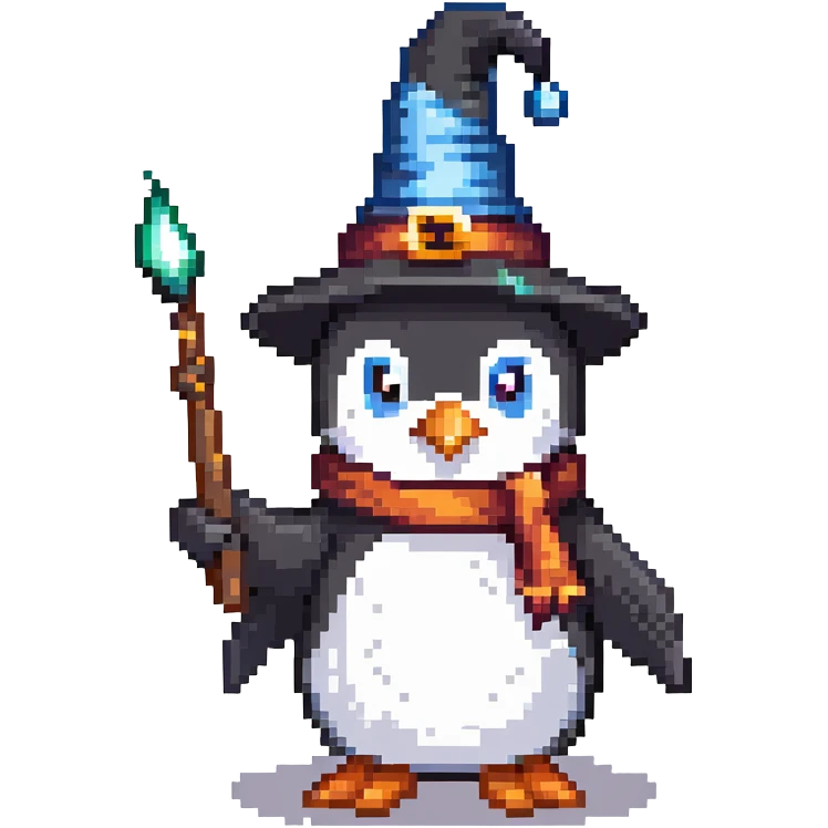 penguin wizard casting a spell emoji