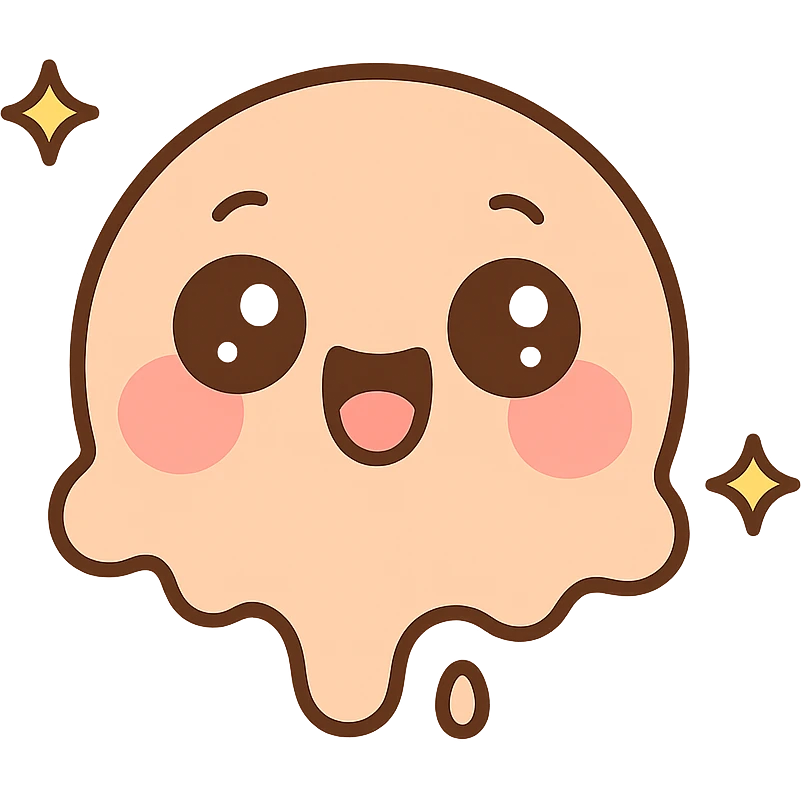 Create an animated version of the emoji in kawaii style with a joyful and laughing expression, bright sparkling eyes, pink cheeks, and a sparkling effect around the face. The background should be transparent. emoji
