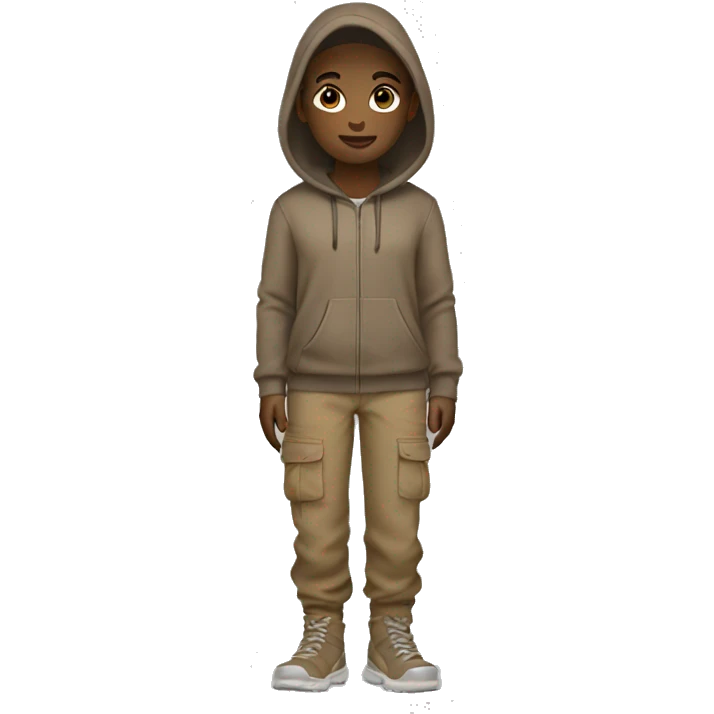 Light brown hoodie and cargo pants outfit emoji
