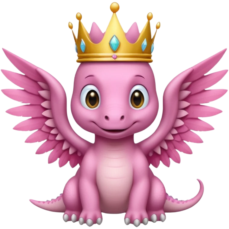 pink baby dinossaur with wings with a crown emoji