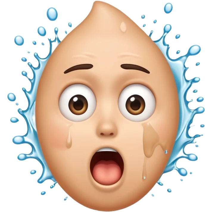 A shocked, surprised face reacting to toilet water splash emoji