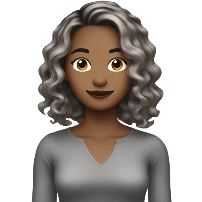 shoulder length wavy brown and grey  hair emoji
