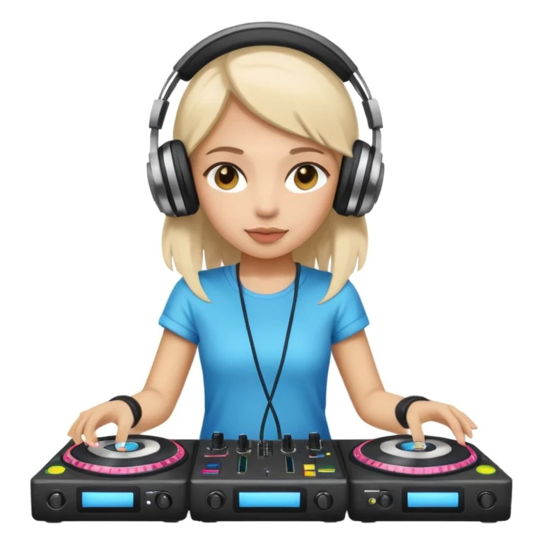 girl playing DJ set emoji