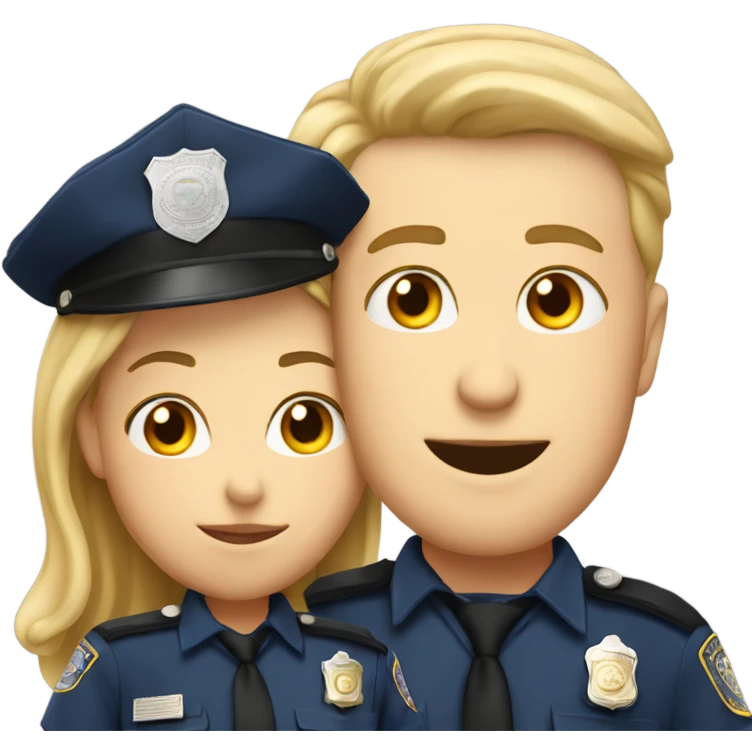White male and female cops kissing emoji