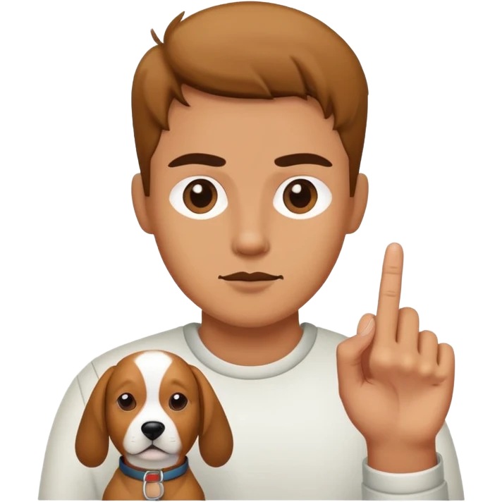 middle finger and a dog emoji