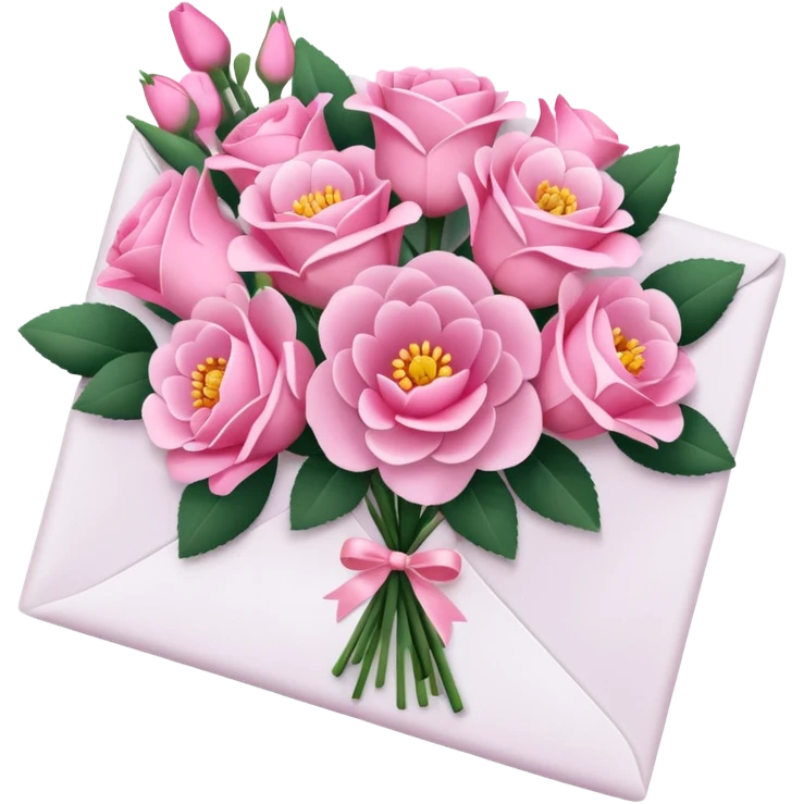 ی کاغذ وسط دسته گل صورتی emoji