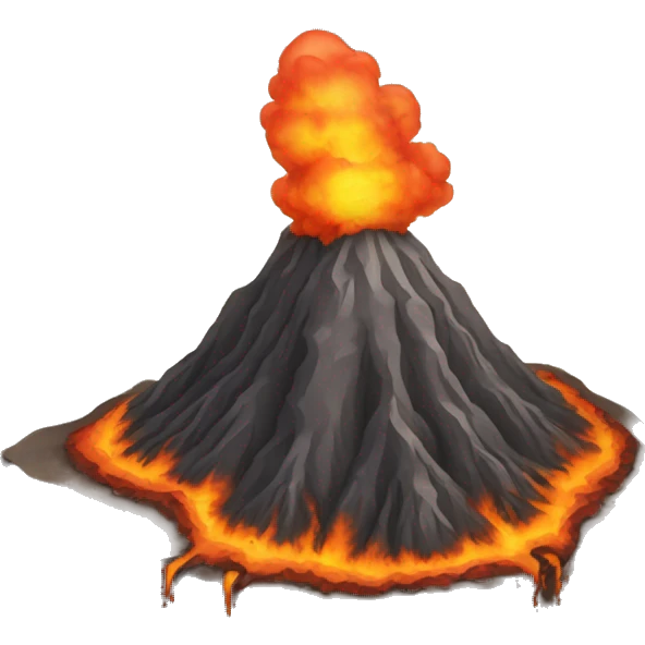 awakened volcano, ashes, fire, relief emoji