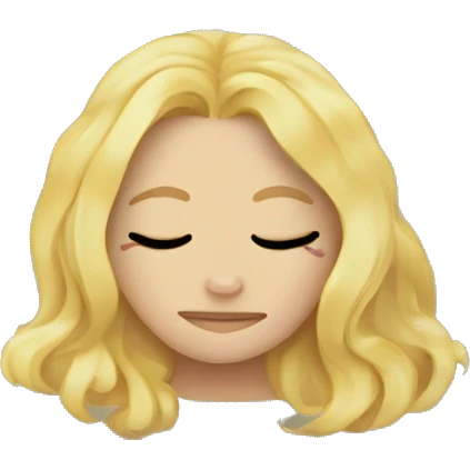 blonde girl is sleeping on her pinky buffy pillow  emoji