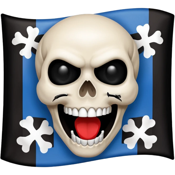 Blue white HSV Emoji bites black St. pauli flag with skull emoji