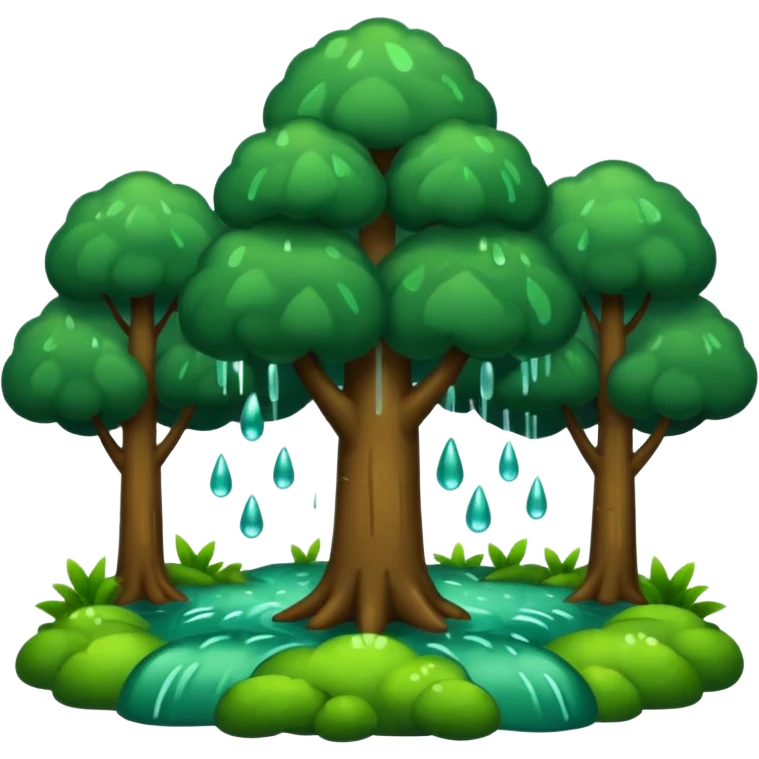 a forest were raining heavily  emoji