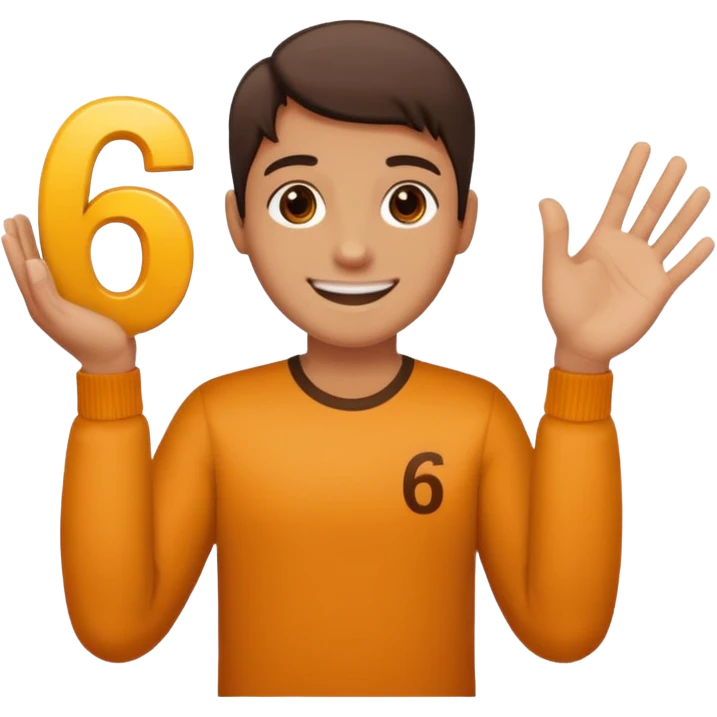 🤷🏻‍♂️ number 6 in left hand and number 7 in the right hand emoji