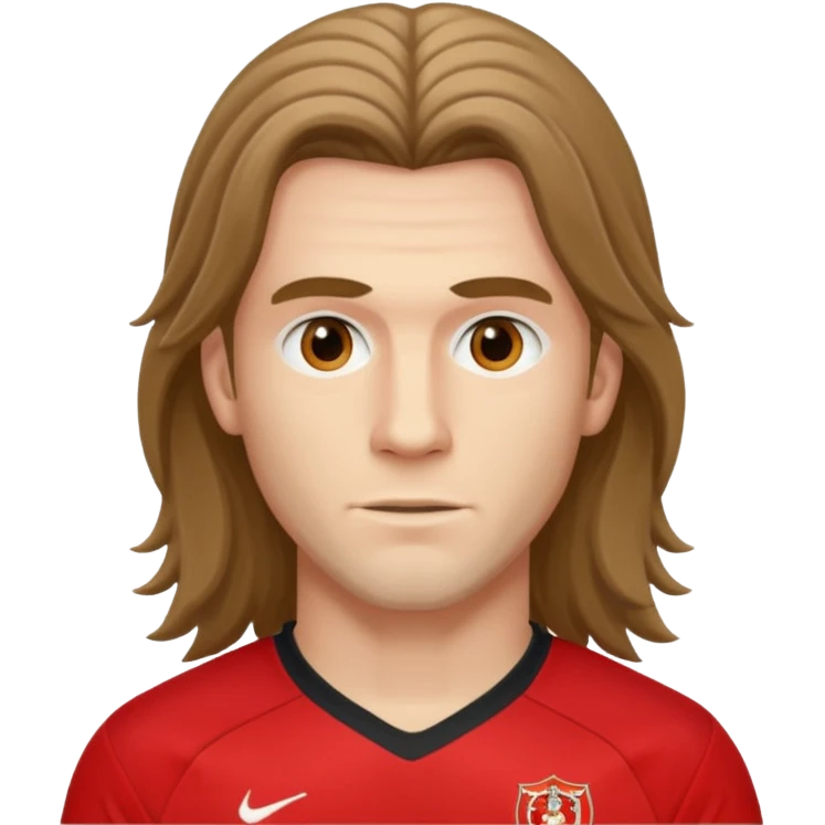 long haired man soccer player with red jersey emoji