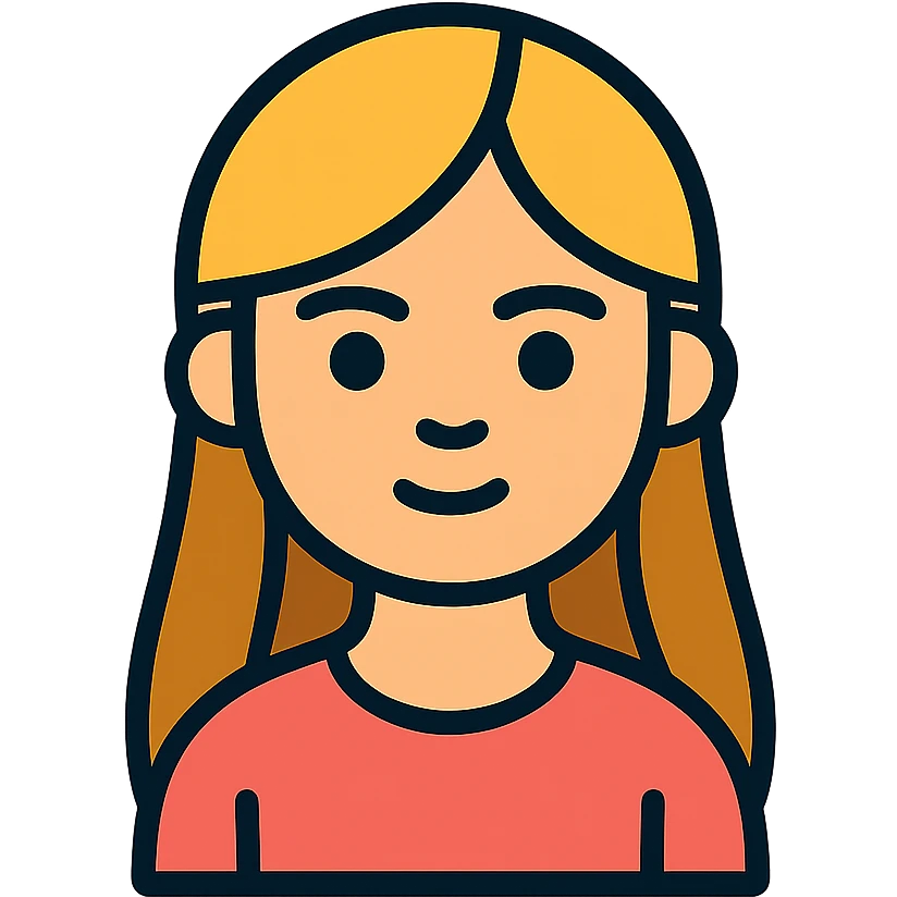 Girl with long hair and blonde highlights and dark brown eyes emoji