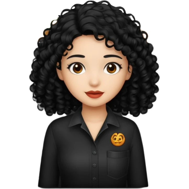 black transparent pocket black folder - with a canela skin girl with curly black hair logo  emoji