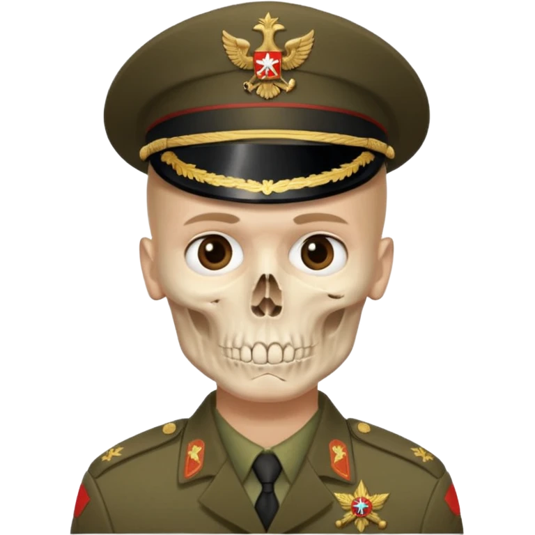 generate a realistic Russian soldier, but with a bare skull instead of a head emoji