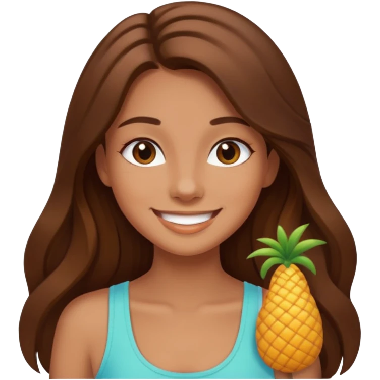 summer vibes girl whit long brun hair emoji