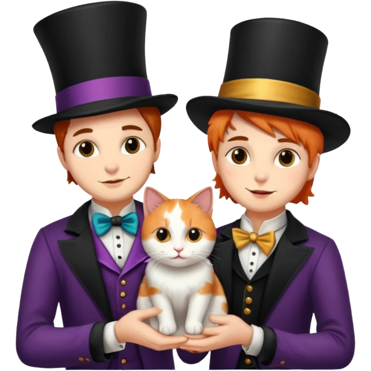 magician couple and their pet cat emoji