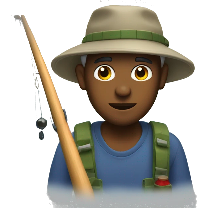 A white dad with a bucket hat fishing  emoji