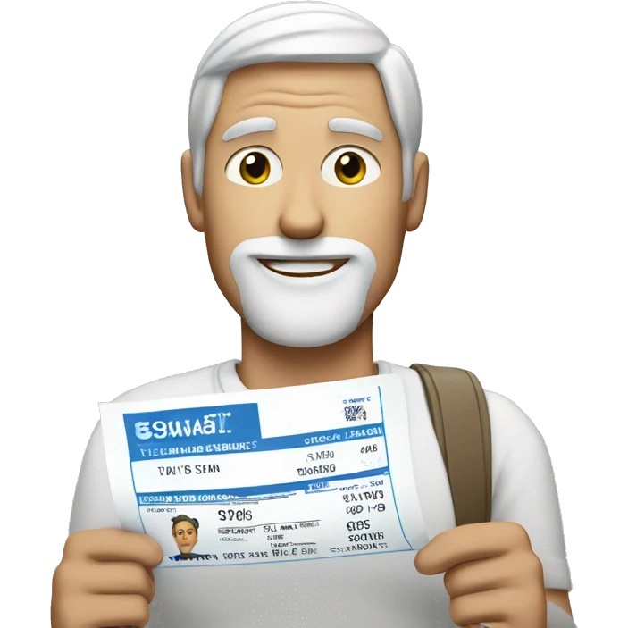 White Man holding a receipt, with a straight face  emoji
