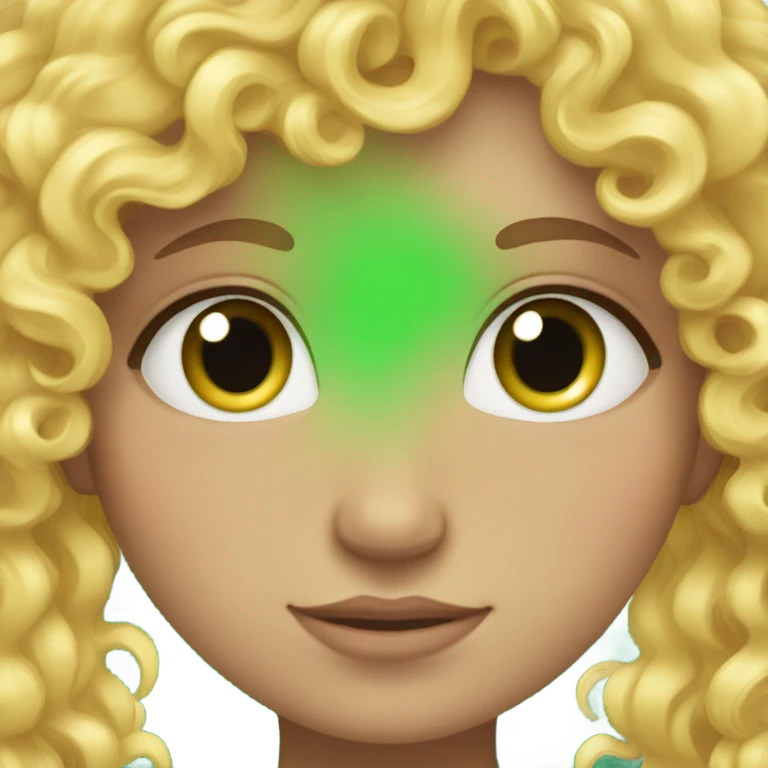 curly blonde with green eyes emoji
