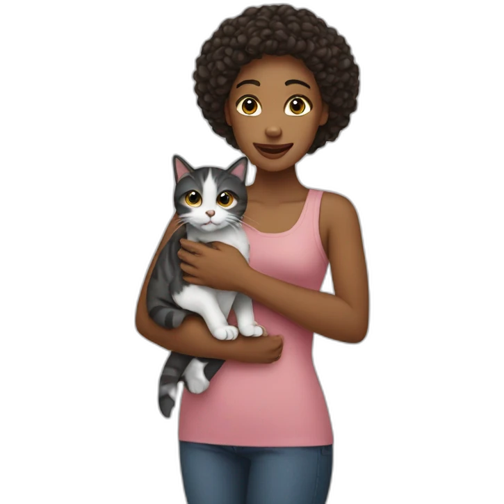 woman holding a cat emoji