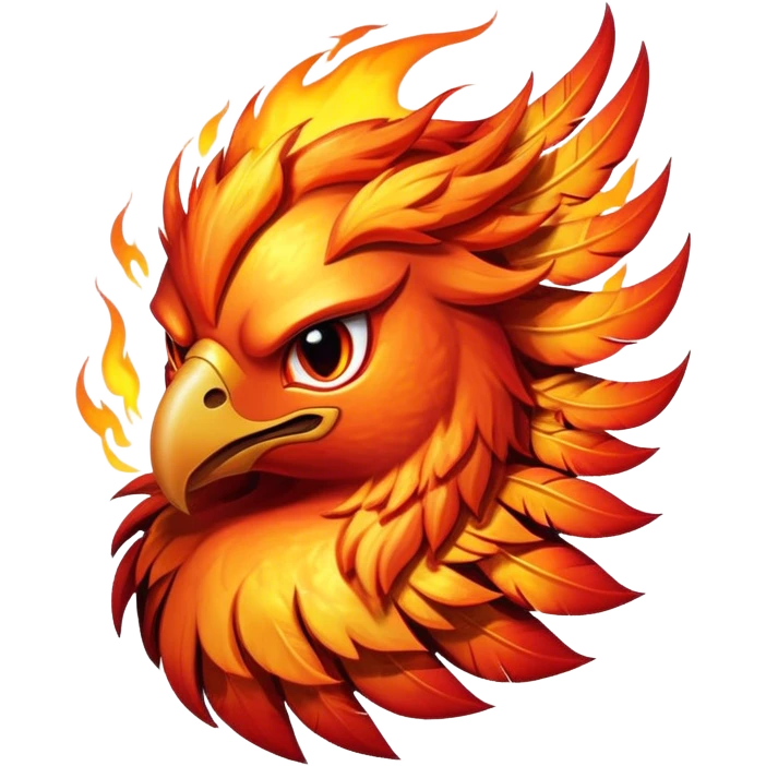 Cinematic Battle-Hardened Mystical Fire Phoenix Portrait Emoji, head tilted dramatically with a defiant, almost mocking smirk. Featuring a striking, rugged form with intensely scarred, flame-scorched feathers and eyes that burn with warrior-like fury, this phoenix embodies unapologetic badassery. Rendered with vibrant, lifelike textures and dynamic, contrasting shadows, high shine, and a bold soft glowing outline, it captures the essence of a phoenix ready to rise and scorch any challenge with battle-hardened might. emoji