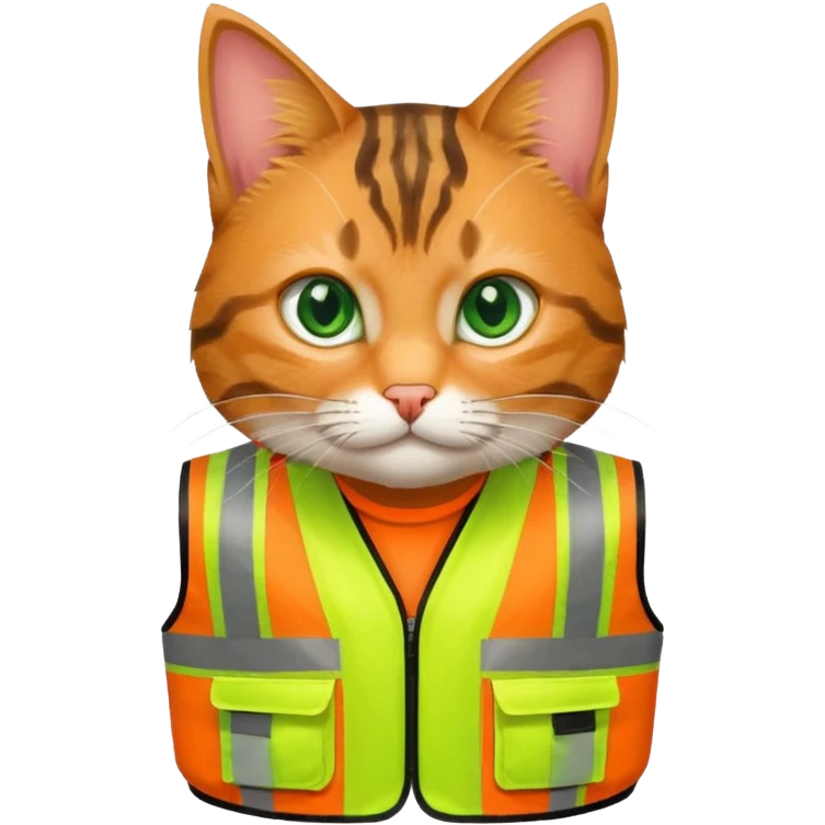 tabby cat in hi-vis clothing facing right emoji