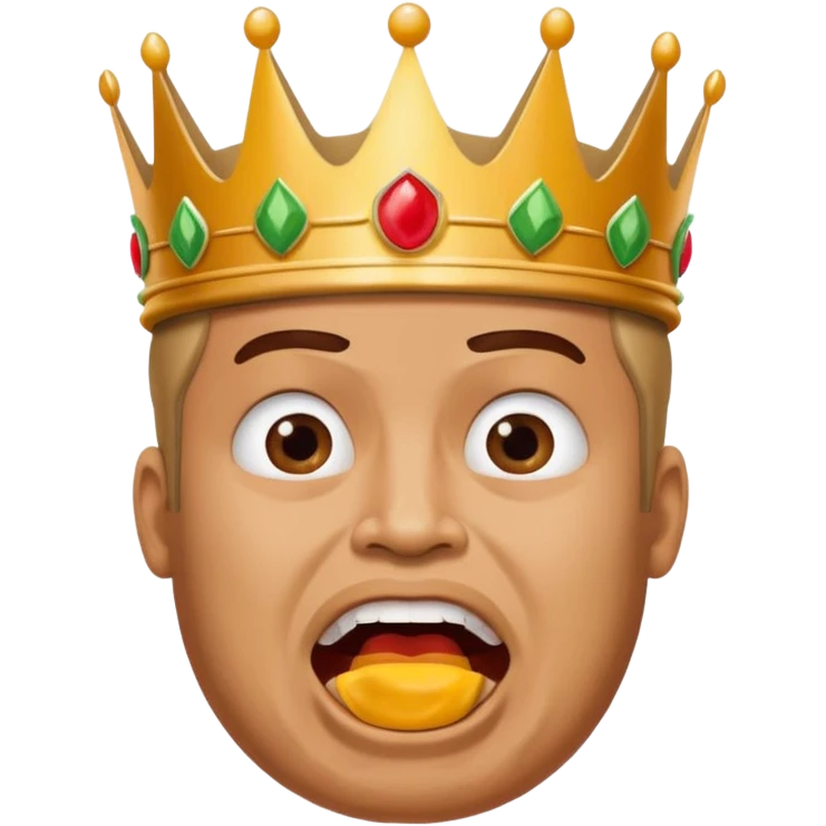man with a burger king crown sitting down yelling emoji