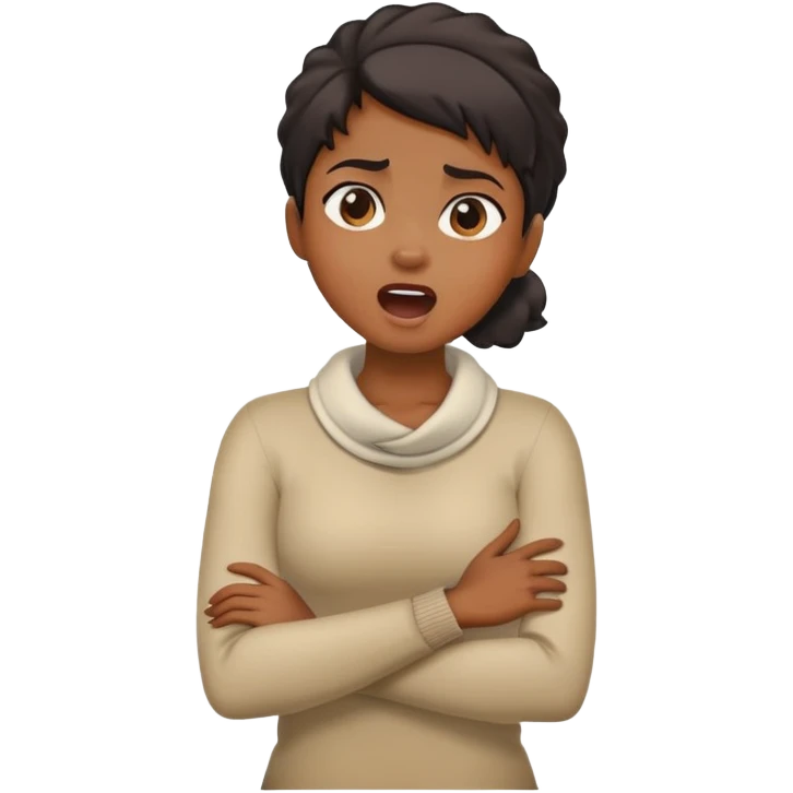 Black girl crossing arms holding neck yelling emoji