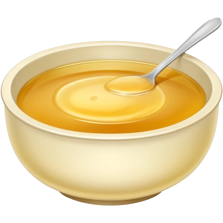 a bowl of golden broth, minimal, smooth, no spoon, simple, clear emoji