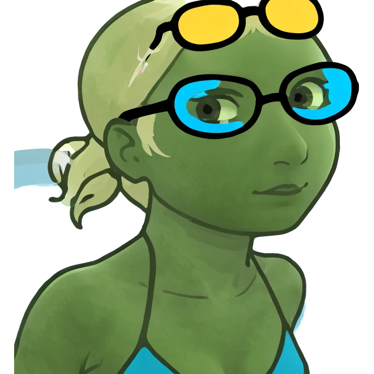 beautiful blonde girl swim in pool emoji