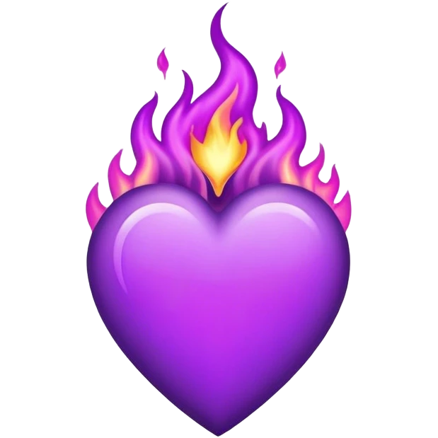 Purple Heart with purple fire emoji