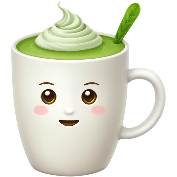 realistic Matcha latte in white mug emoji