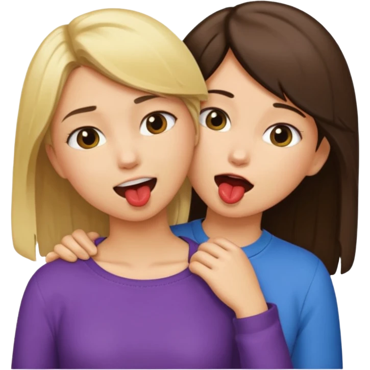 blond girl biting brunette girls neck emoji