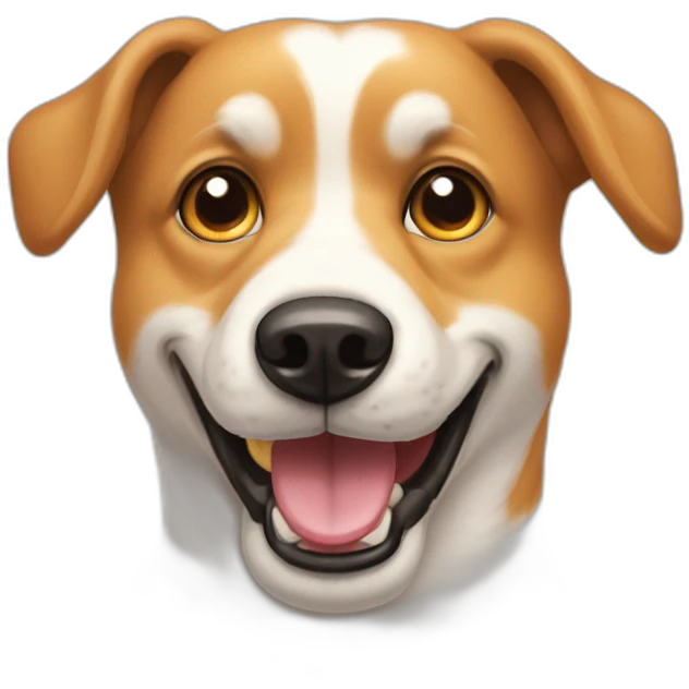 Chien heureux avec la queu en feu emoji