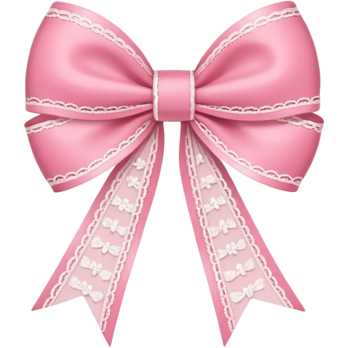 coquette thin bow pink with white lace  emoji