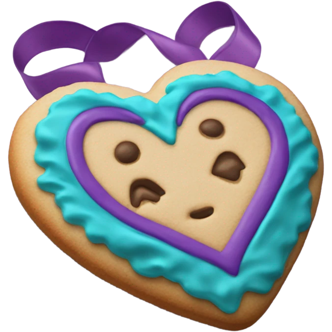 Purple teal Suicide awareness ribbon, heart cookie emoji