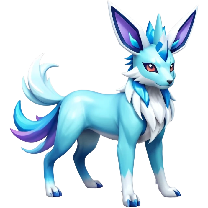Shiny Colorful Iridescent Cobalion-Suicune-Glaceon-fakemon (full body) emoji