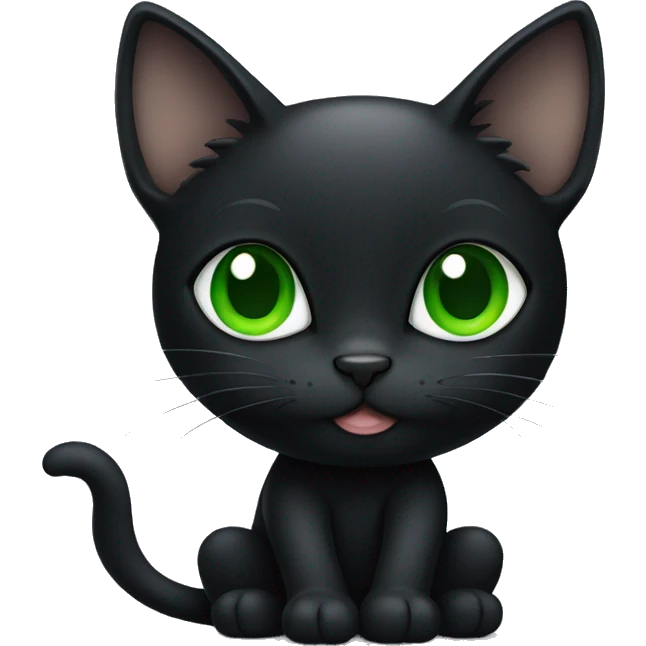 Black cat sitting down with green eyes emoji
