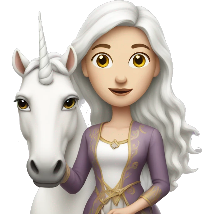 white lady with unicorn emoji