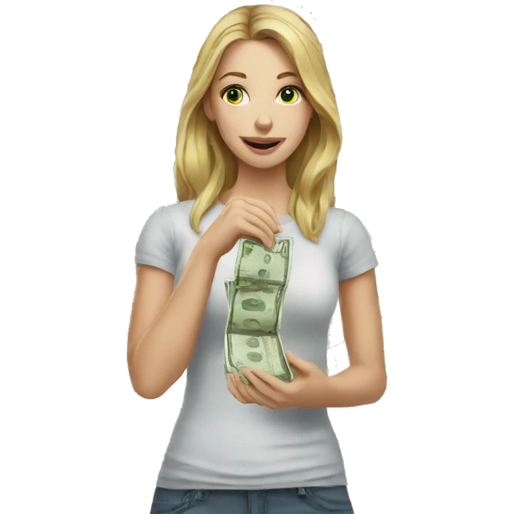 white girl paying money emoji