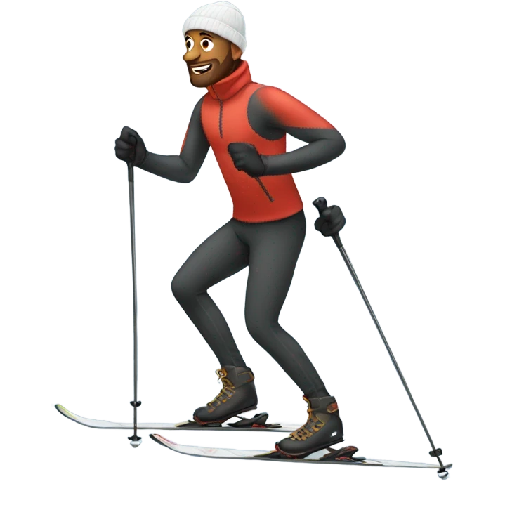 A man in leggings cross country skiing emoji
