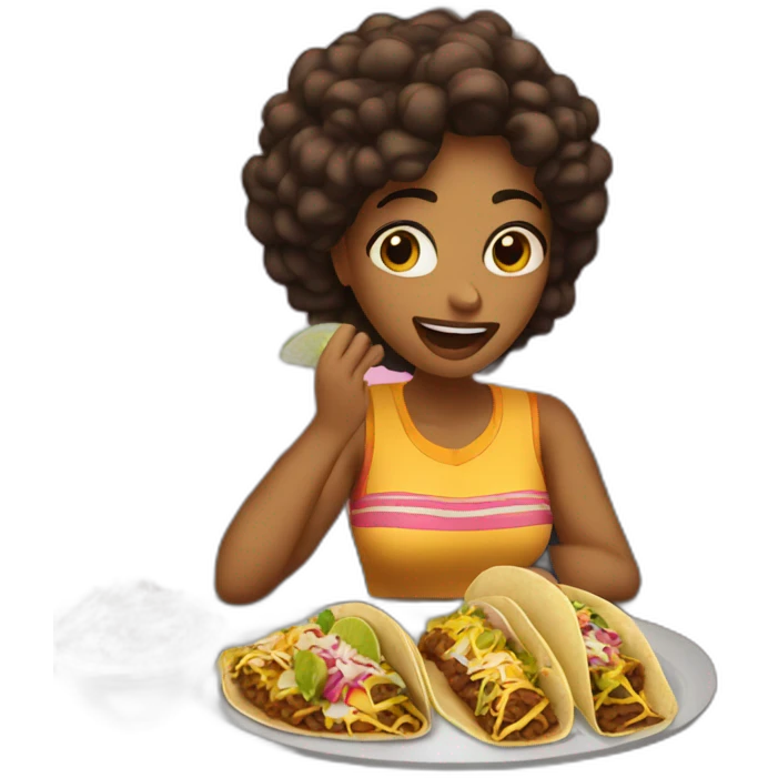 A girl eating à tacos in à car emoji