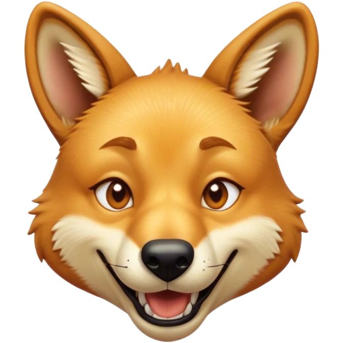 Cinematic Comical Dingo Portrait Emoji, Head tilted dramatically with an exaggeratedly amused expression, featuring a striking sandy fur with wide, expressive amber eyes full of playful disbelief, Simplified yet hilariously expressive features, highly detailed, glowing with a slightly sassy glow, high shine, dramatic yet playful, stylized with an air of cheeky outback mischief, bright and endearing, soft glowing outline, capturing the essence of a spirited and over‐the‐top dingo, so meme‐worthy it feels like it could bark its way into internet fame instantly! emoji