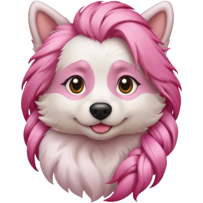 braided haired dog pink hair emoji