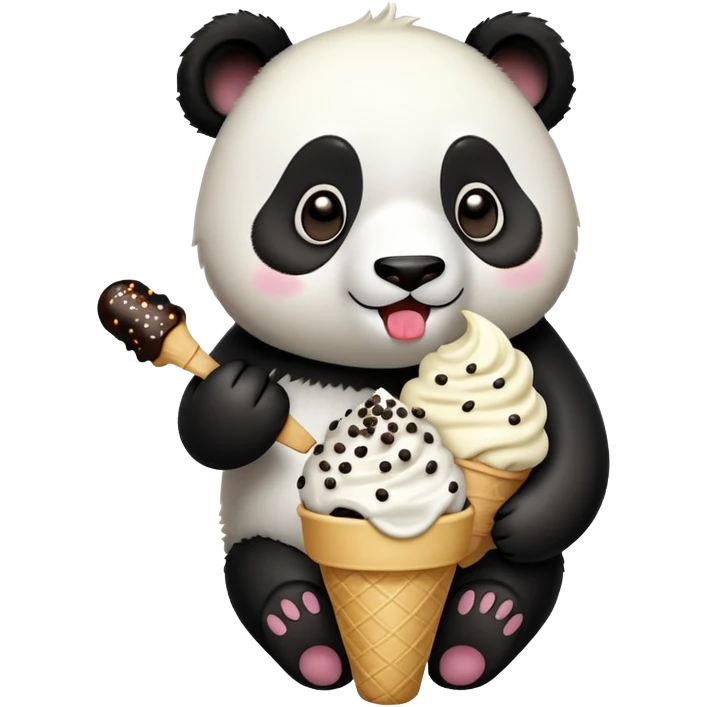Panda eating ice cream emoji